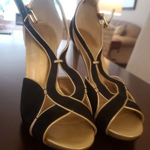 Black & Gold Stillettos - Audrey Brooke (New)